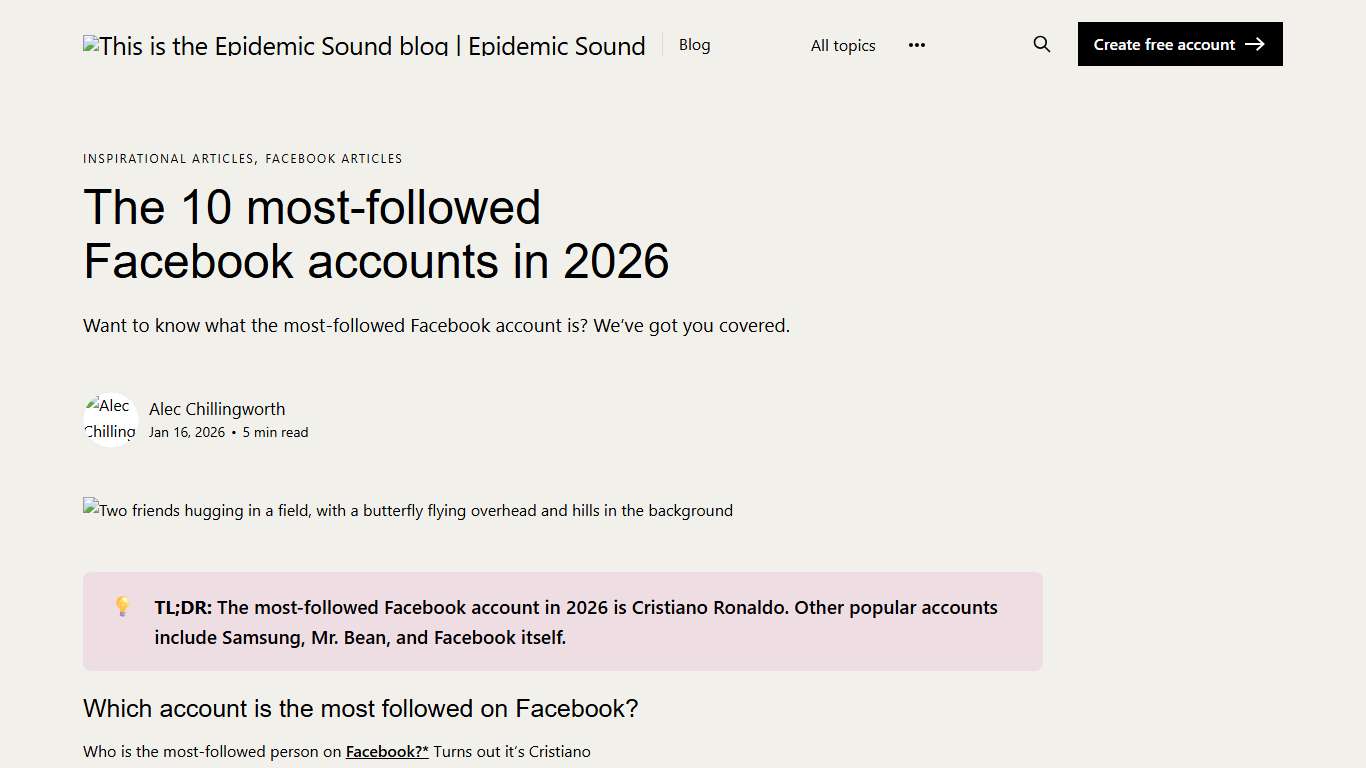 Most-followed on Facebook: The top 10 Epidemic Sound